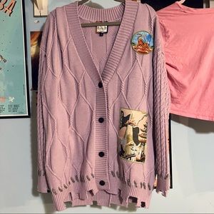Mukzin Designer lavender purple Cardigan button up